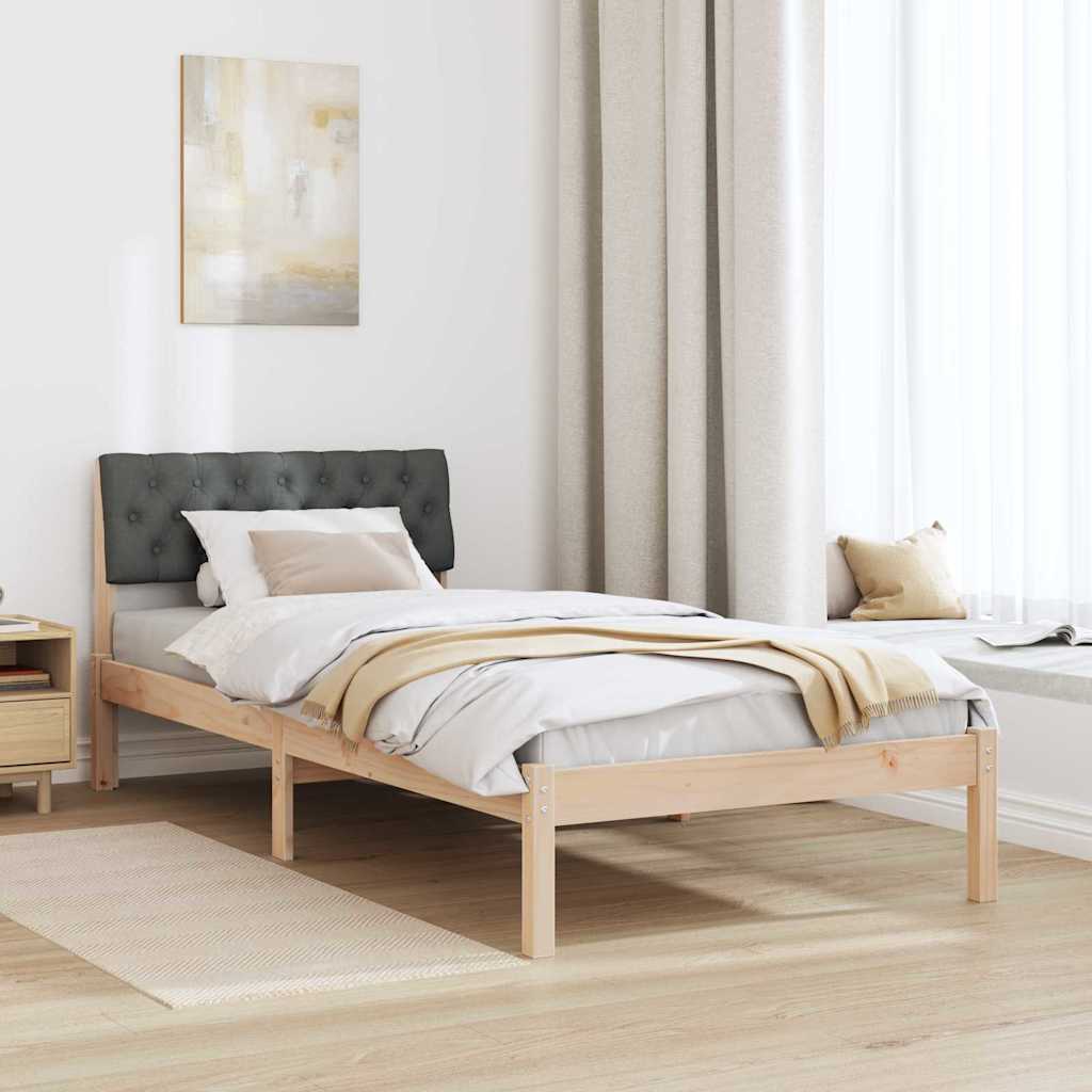 Bettgestell Braun und hellgrau 200 x 200 cm Massivholz Kiefer