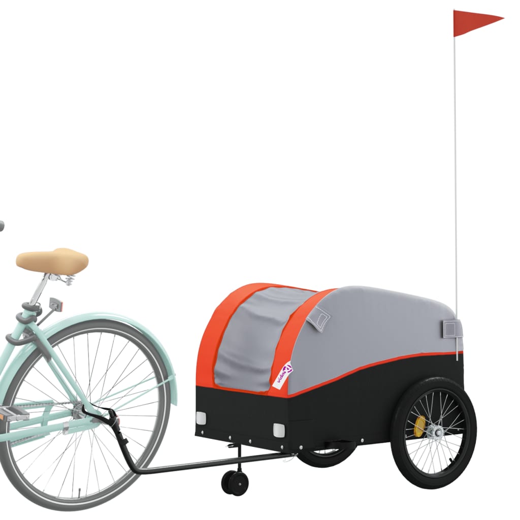 Fahrradanhänger Schwarz und Orange 30 kg Eisen