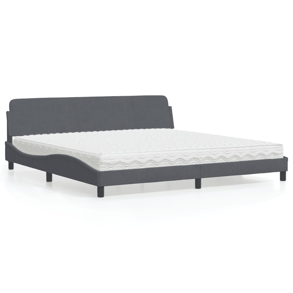 Bett mit Matratze "Dover" Hellgrau 80x200 cm Samt