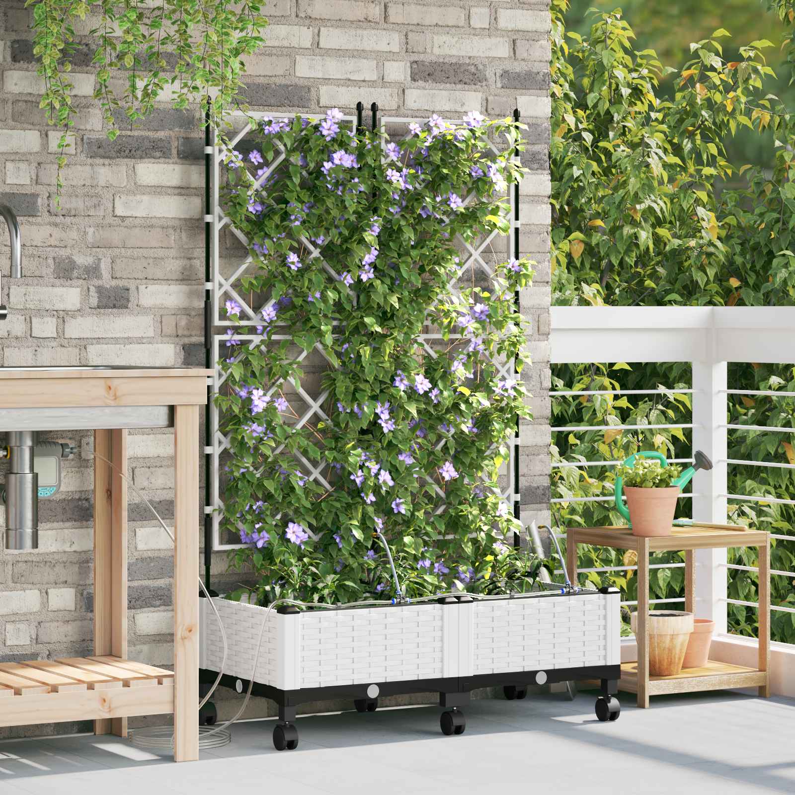 Garten-Pflanzgefäß 4 Stk. Braun 160 x 40 x 22 cm PP