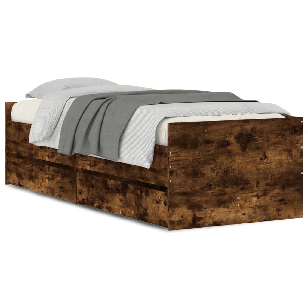 Bett mit Schubladen Braun Eiche-Optik 75x190 cm