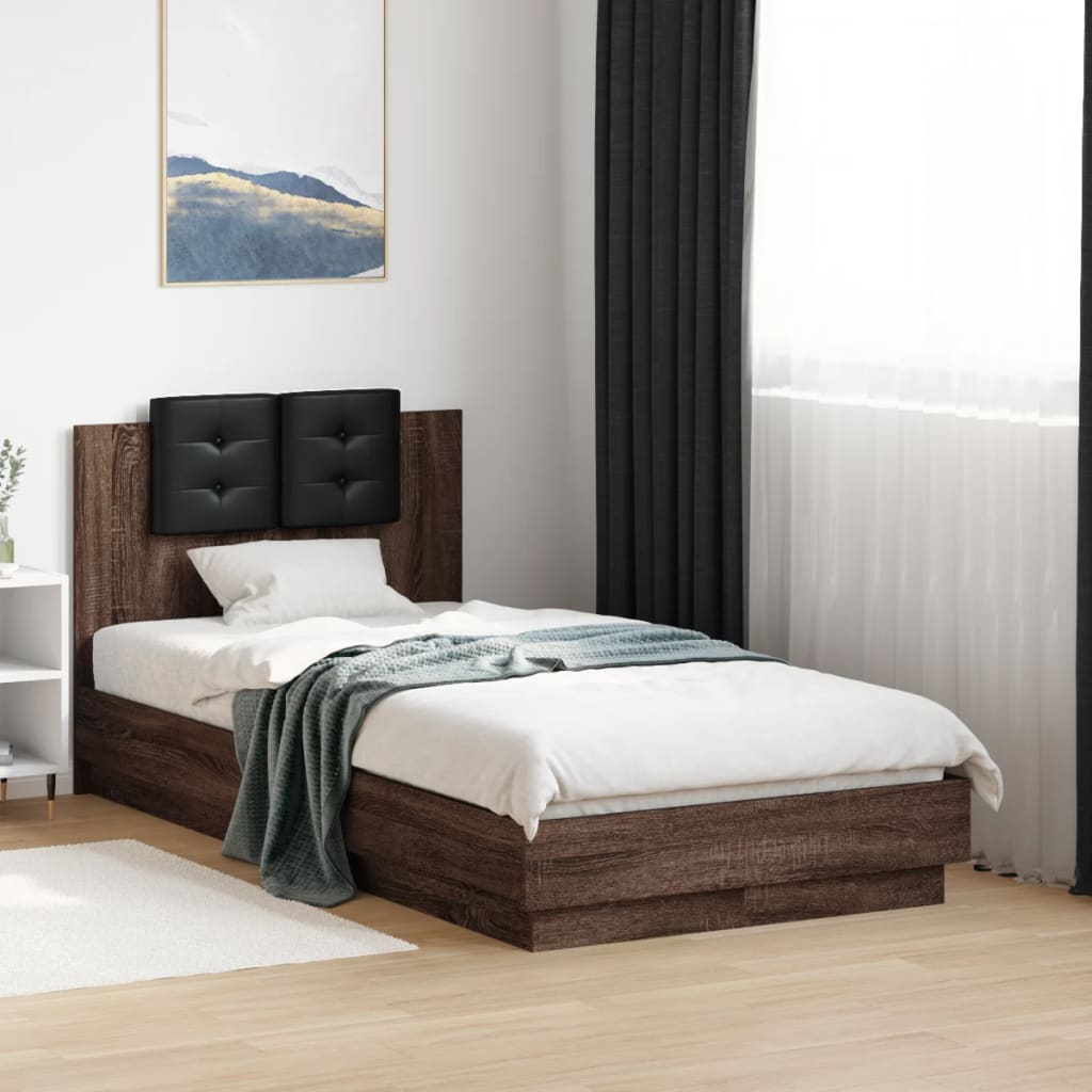 Bettgestell mit Kopfteil Grau Sonoma 180x200 cm Holzwerkstoff