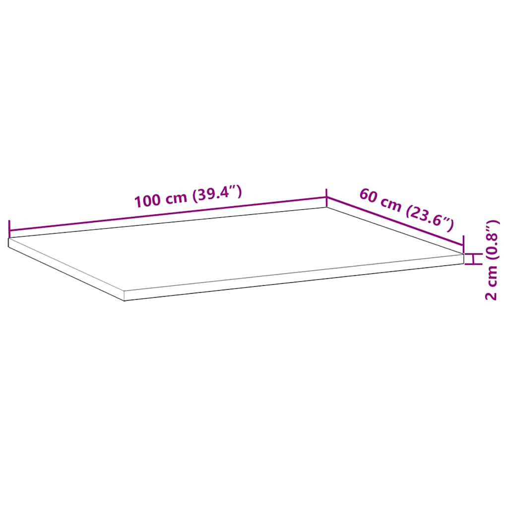 Schreibtischplatte Unbehandelt 60x50x2 cm Massivholz Akazie