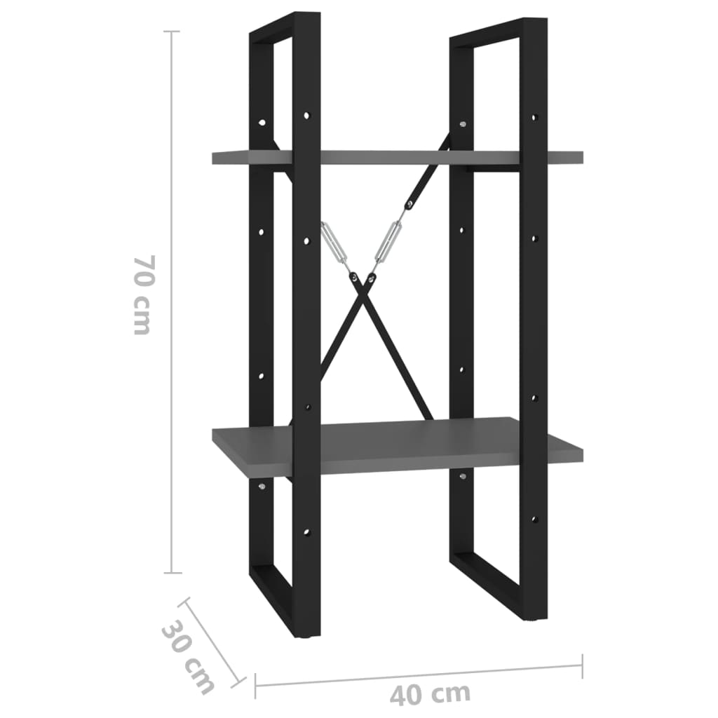 Bücherregal 2 Fächer Weiß 40x30x70 cm Holzwerkstoff