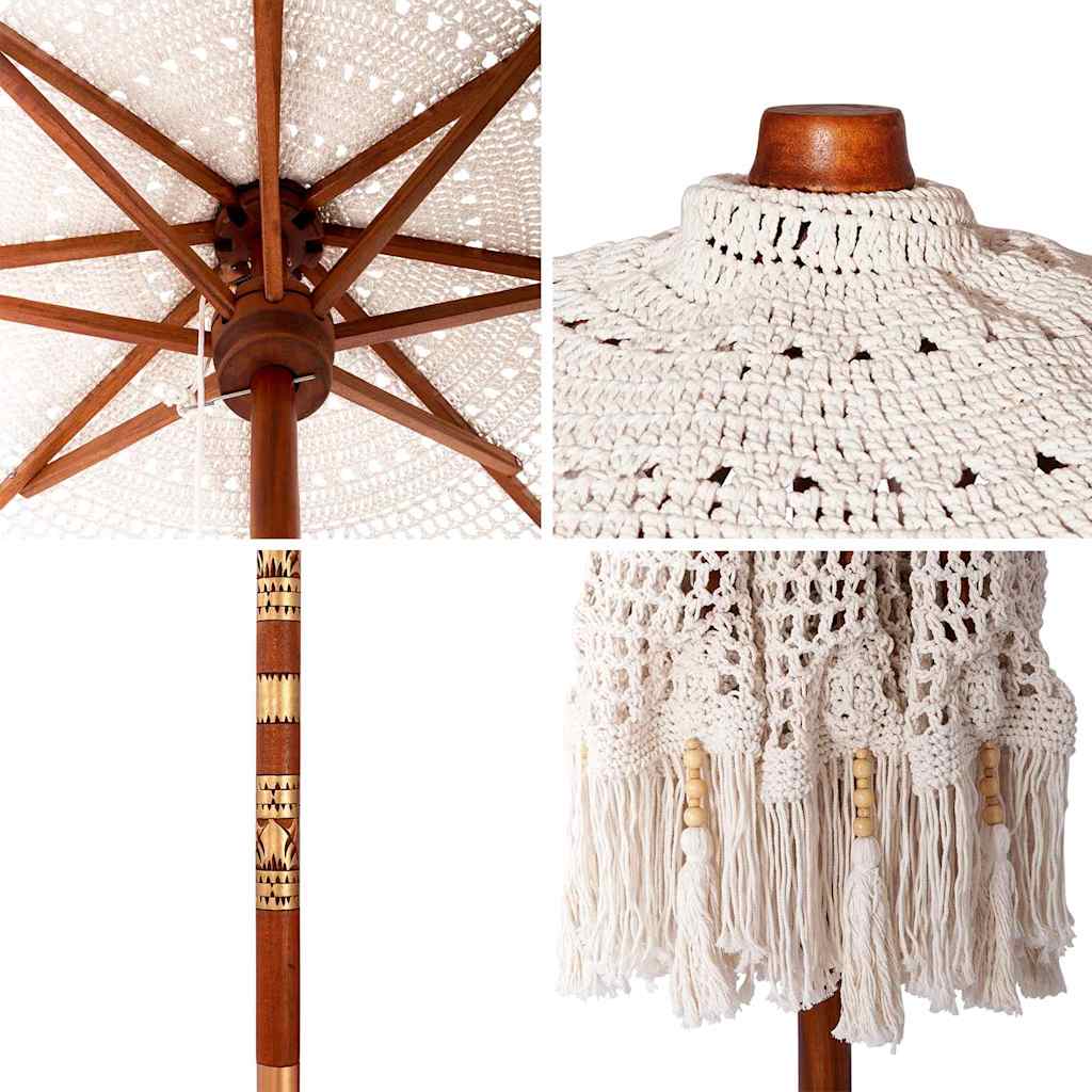 Macrame Sonnenschirm Creme 190 x 190 x 260 cm