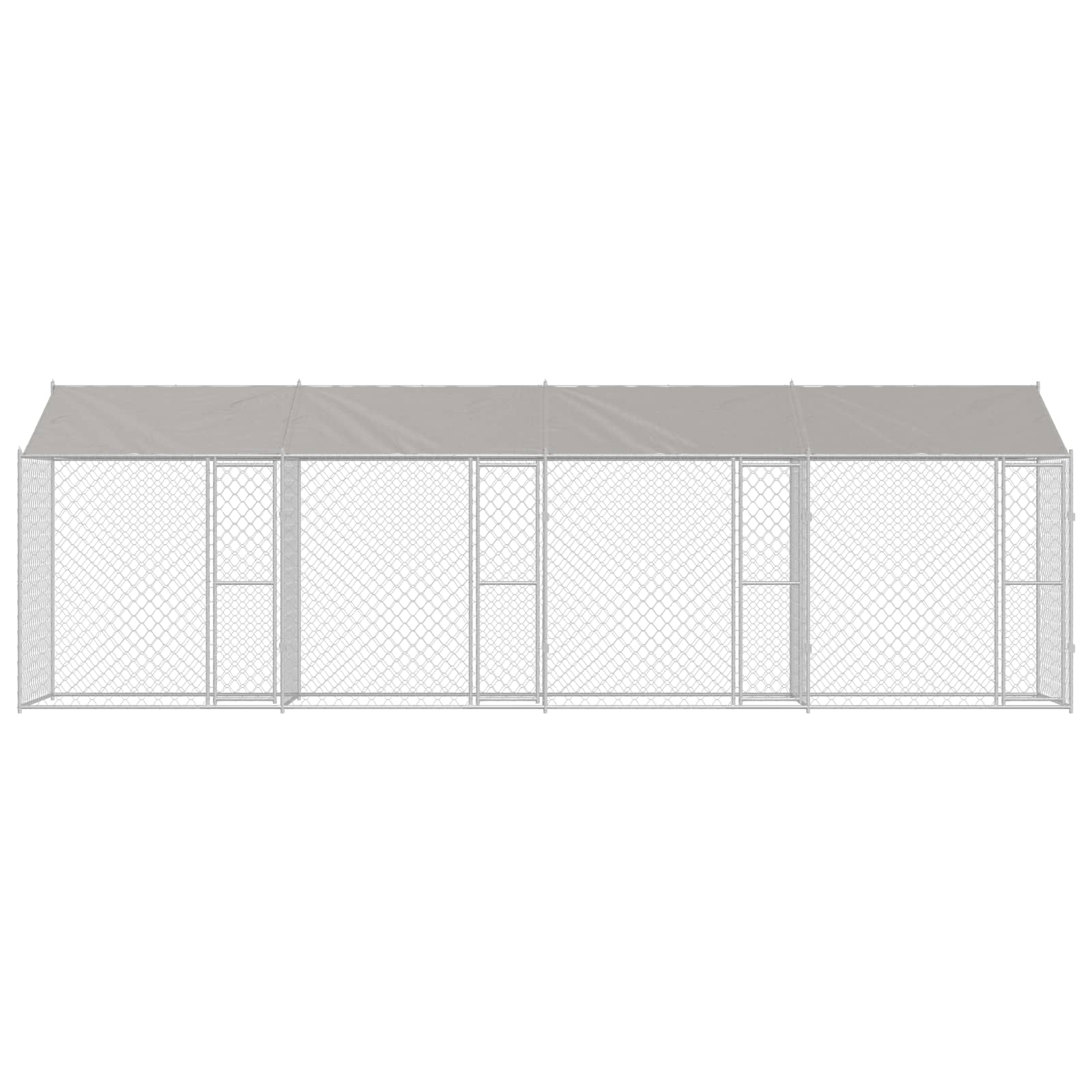 Hundezwinger mit Dach und Tür Grau 2x2x2 m Verzinkter Stahl