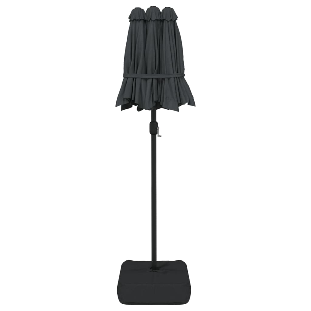 Doppel-Sonnenschirm mit LED-Leuchten Sandweiß 316x145 cm
