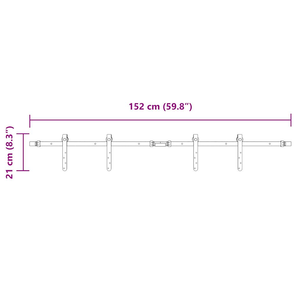 Schiebetürbeschlag Set für Schranktüren 91 cm Karbonstahl
