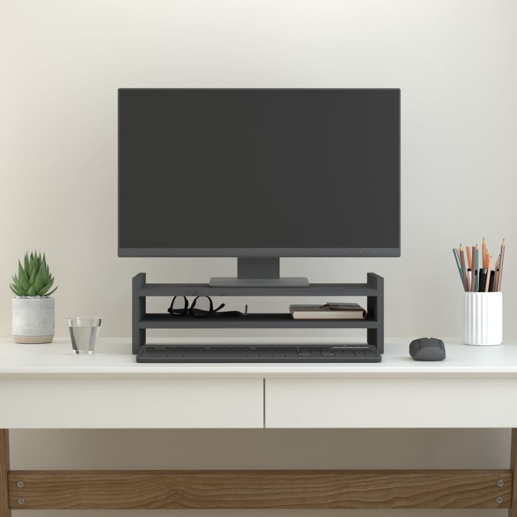 Monitorständer 50x27x15 cm Massivholz Kiefer