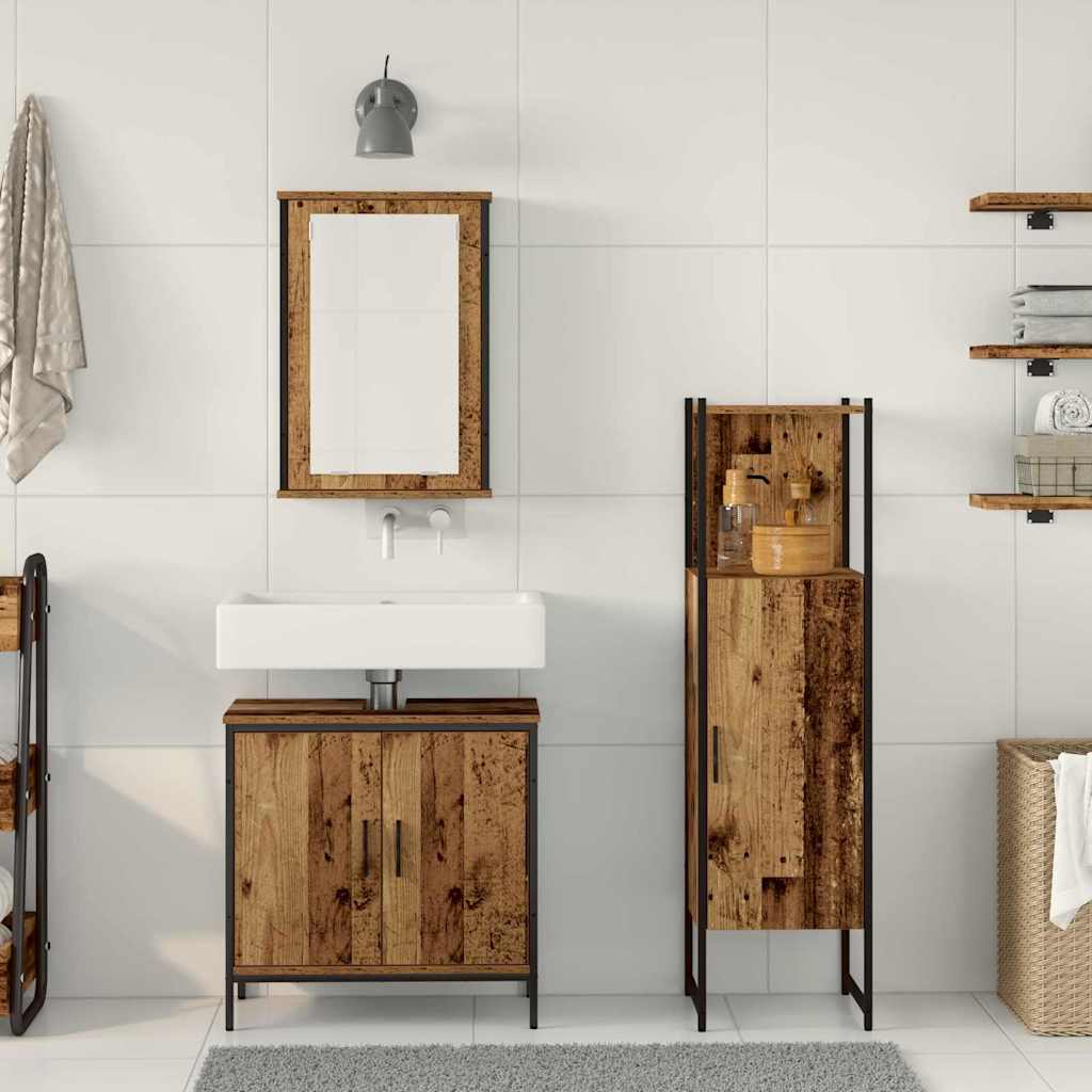 3-tlg. Badmöbel-Set Räuchereiche Holzwerkstoff