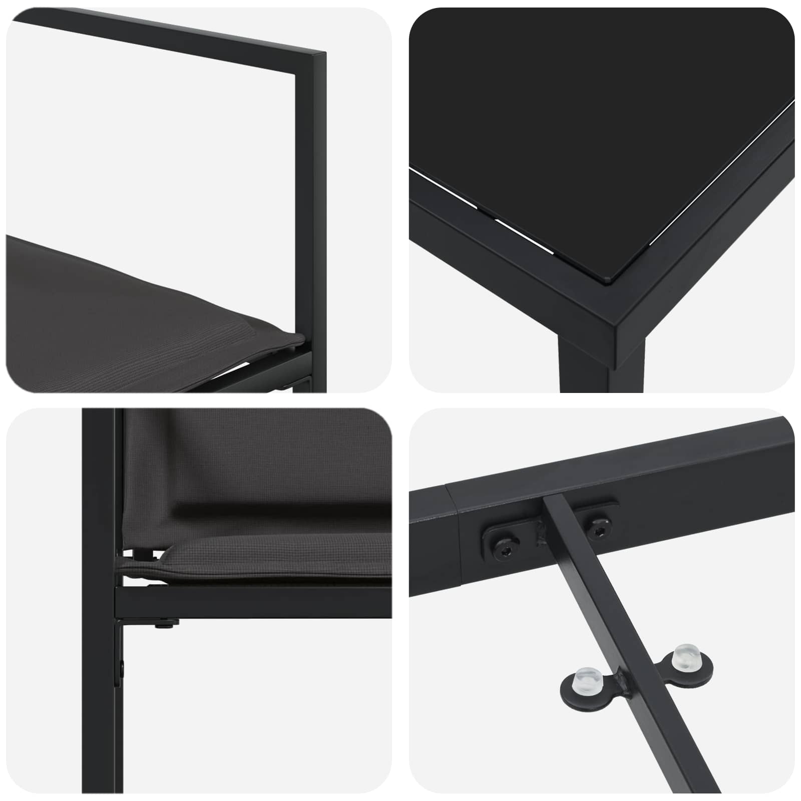 Garten Essgruppe 5 pcs Schwarz 140 x 70 x 73 cm