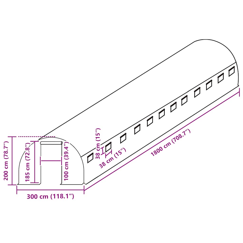 Ersatzabdeckung für Gewächshaus (4,5 m²) 300x150x200 cm Grün