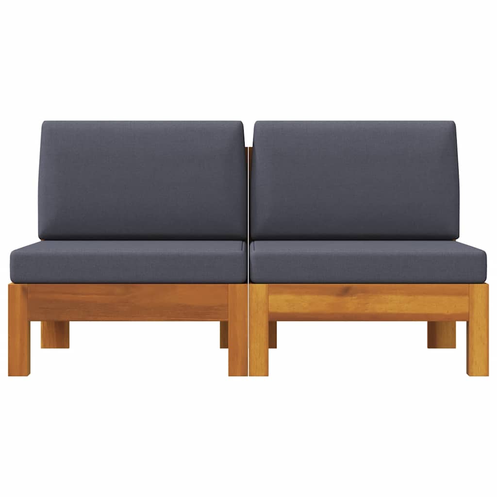 2-tlg. Garten-Lounge-Set mit Cremeweißen Kissen Akazienholz