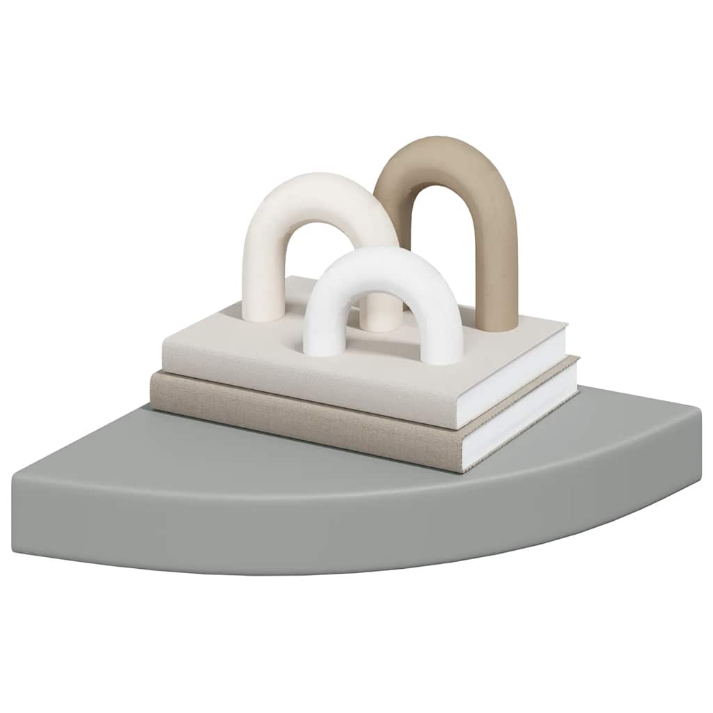 Schwebende Eckregale 2 Stk. Hochglanz-Weiß 25x25x3,8 cm MDF