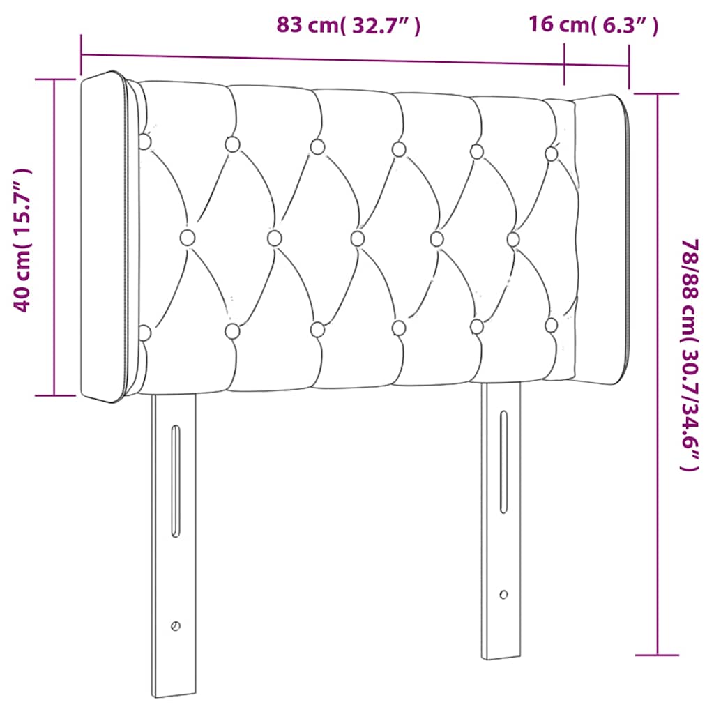 Kopfteil mit Ohren Dunkelblau 93x16x78/88 cm Samt