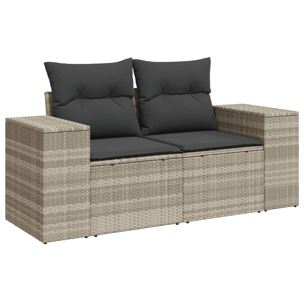 10-tlg. Garten-Sofagarnitur mit Kissen Beige Poly Rattan