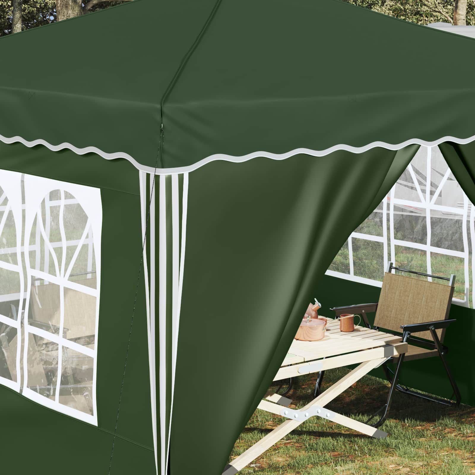 Pop-up Partyzelt 288 x 288 x 245 cm Creme Oxford-Stoff