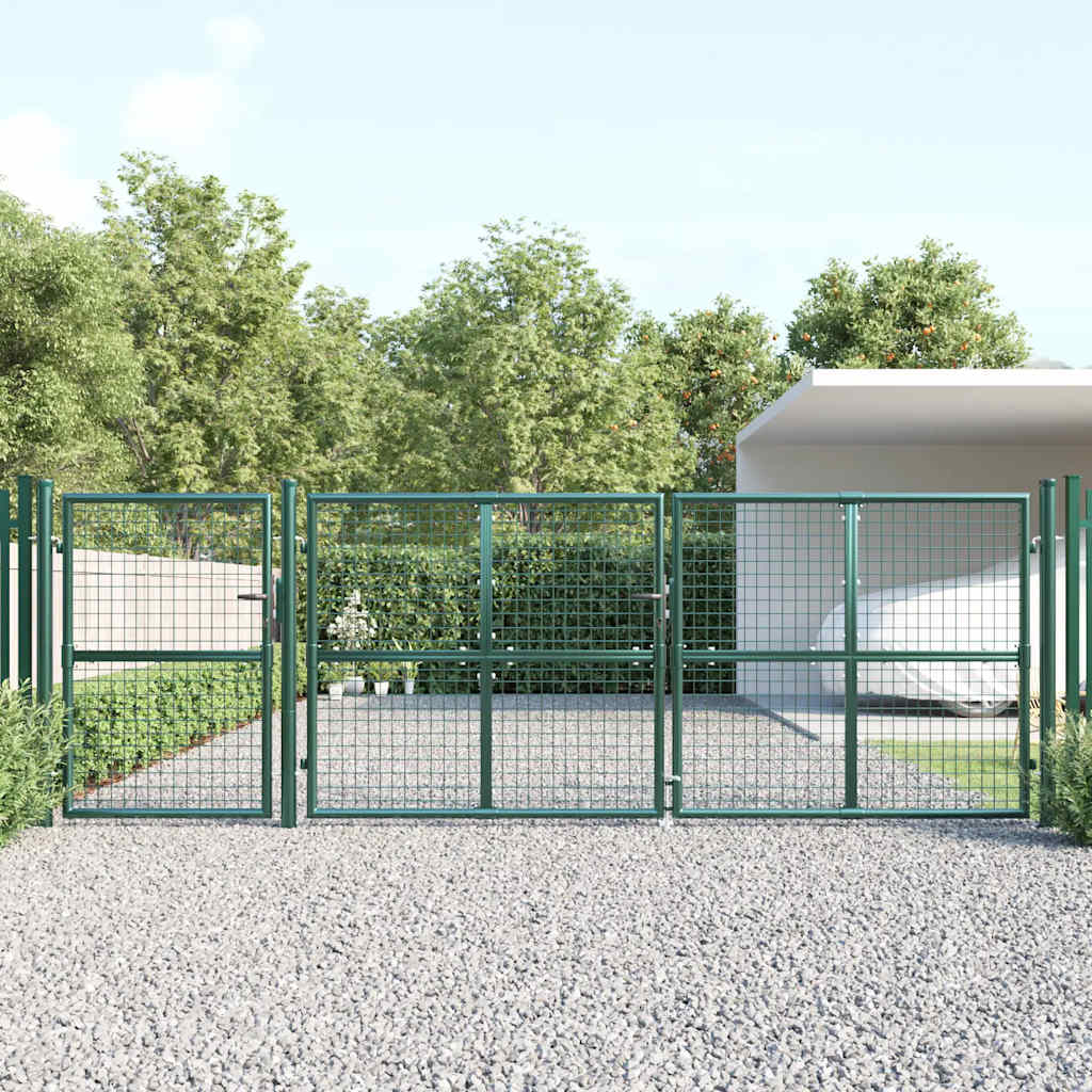 Gartentor aus Stahl 350 x 75 cm Grün