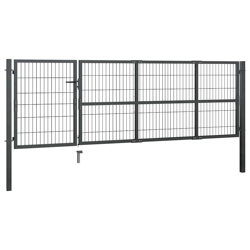 Gartentor mit Pfosten Stahl 350 x 100 cm Anthrazit