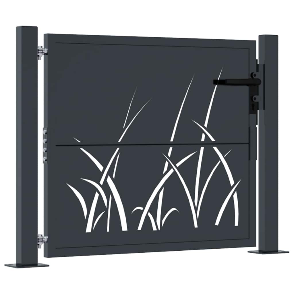 Gartentor Anthrazit 100x75 cm Stahl Gras-Design