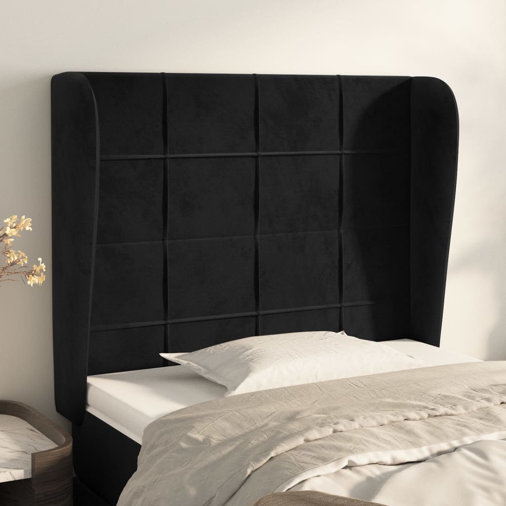 Kopfteil mit Ohren Dunkelblau 93x23x78/88 cm Samt