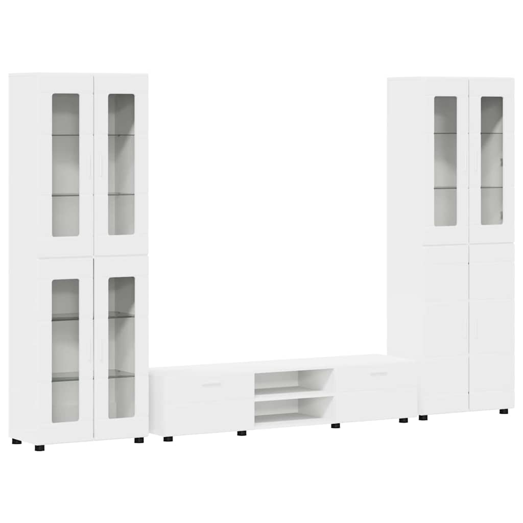 Highboard mit Regal FLORIN Weiß 60 x 35 x 182 cm Holzwerkstoff