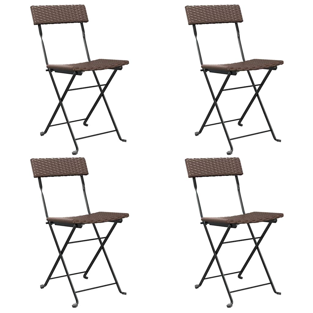 Bistrostühle 4 Stk. Klappbar Schwarz Poly Rattan und Stahl