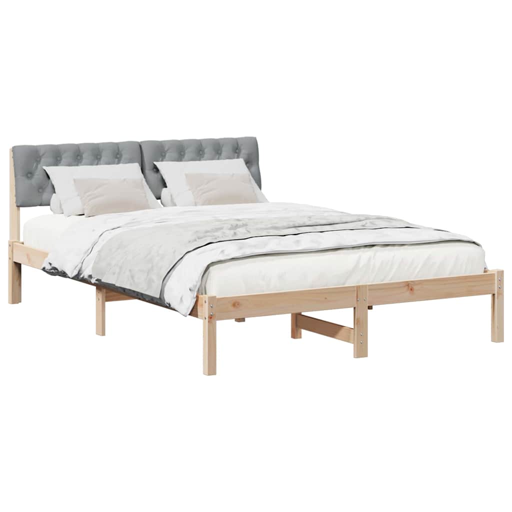 Bettgestell Braun und hellgrau 200 x 200 cm Massivholz Kiefer