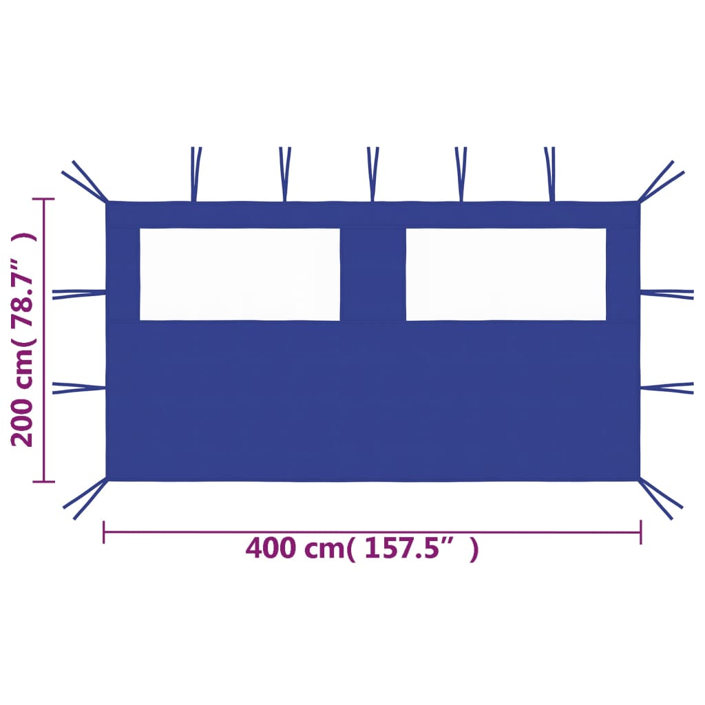 Pavillon-Seitenwand mit Fenstern 6x2 m Creme