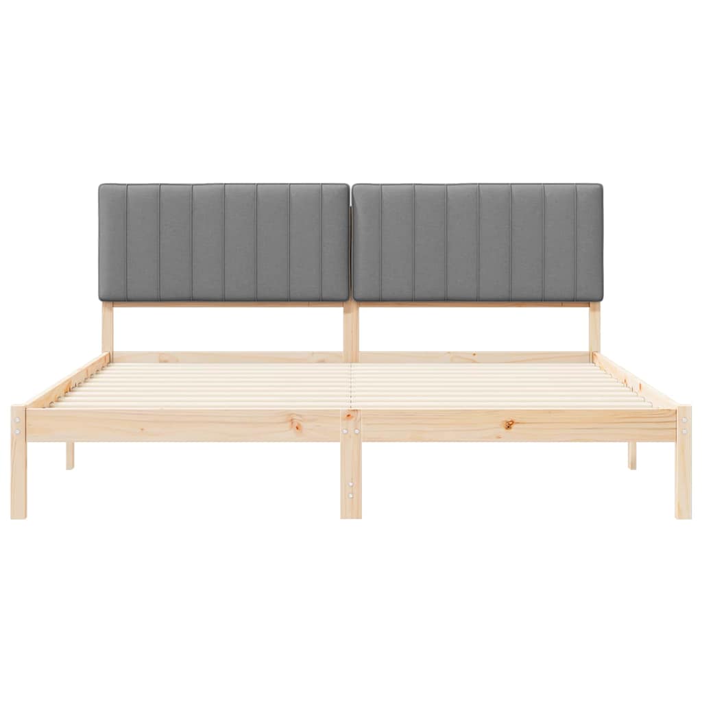 Bettgestell mit gepolstertem Kopfteil Hellgrau 200 x 200 cm
