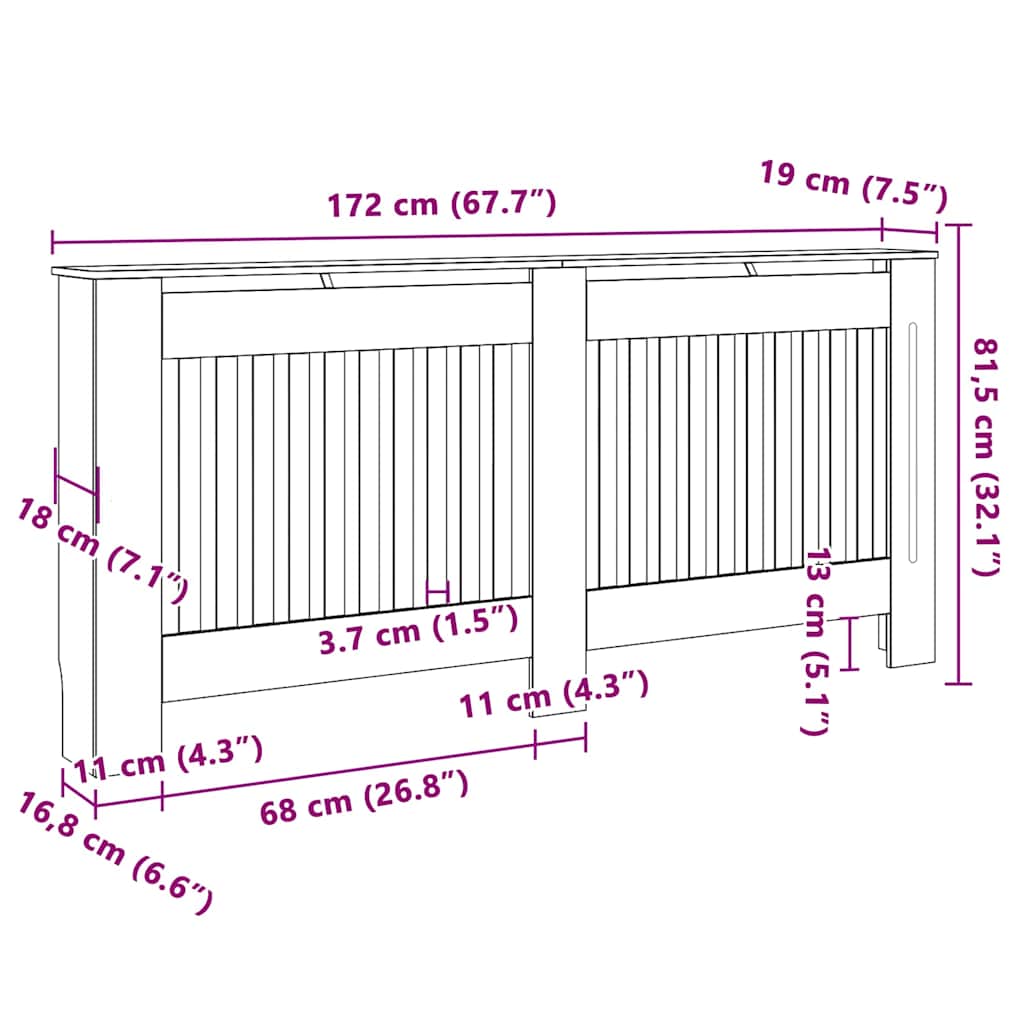 Holzwerkstoff Heizkörper-Abdeckung Heizkörperverkleidung 112 cm, weiß