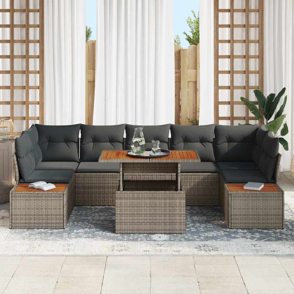 Garten Essgruppe mit Kissen 8 pcs Schwarz und Beige