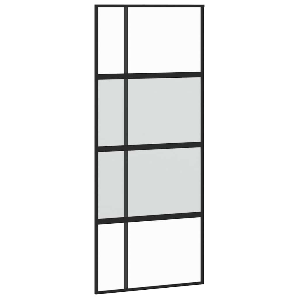 Schiebetür mit Beschlag Schwarz 76x205 cm Hartglas