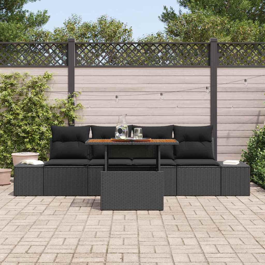 Garten Essgruppe mit Kissen 5 pcs Schwarz und Creme