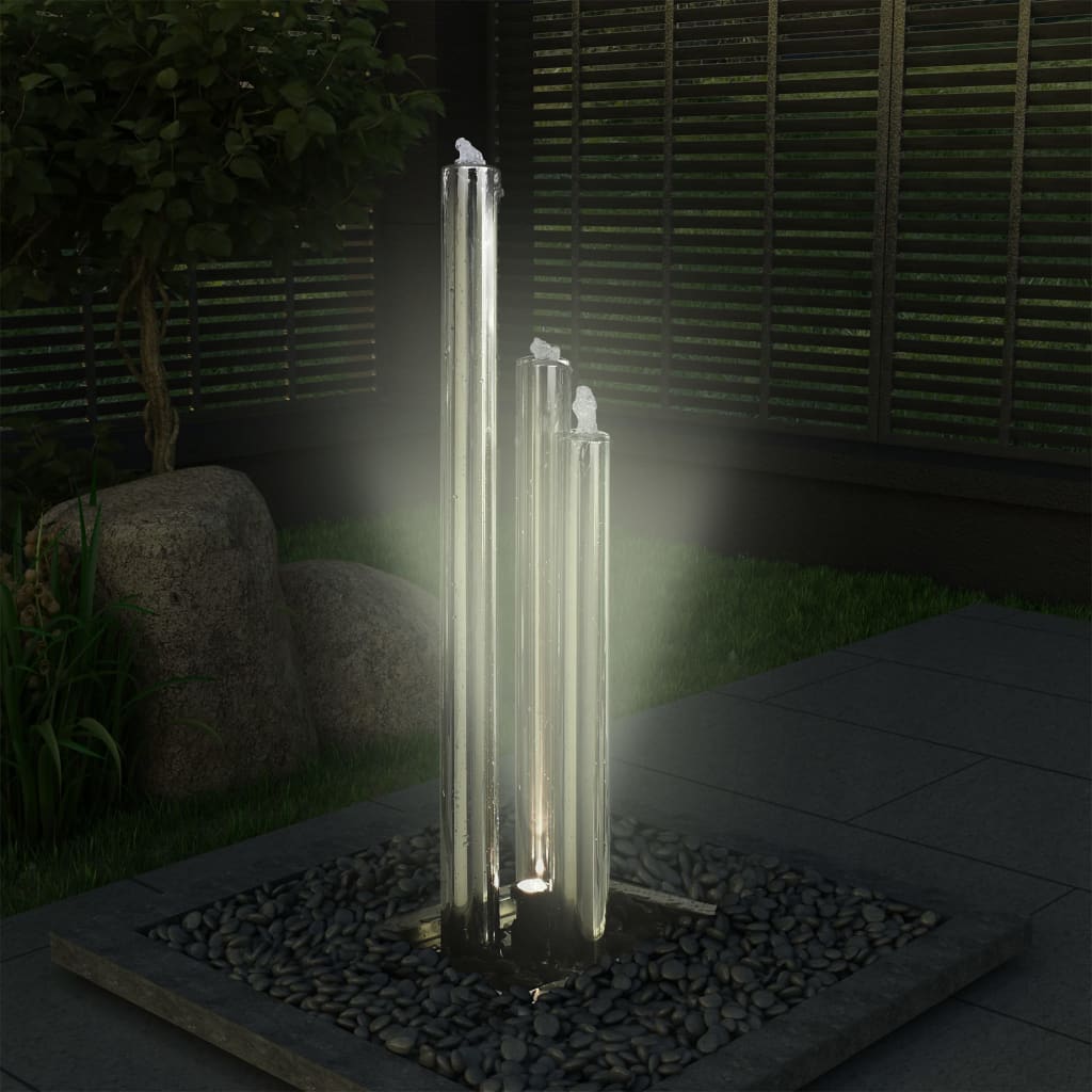 Gartenbrunnen Silbern 48x34x88 cm Edelstahl