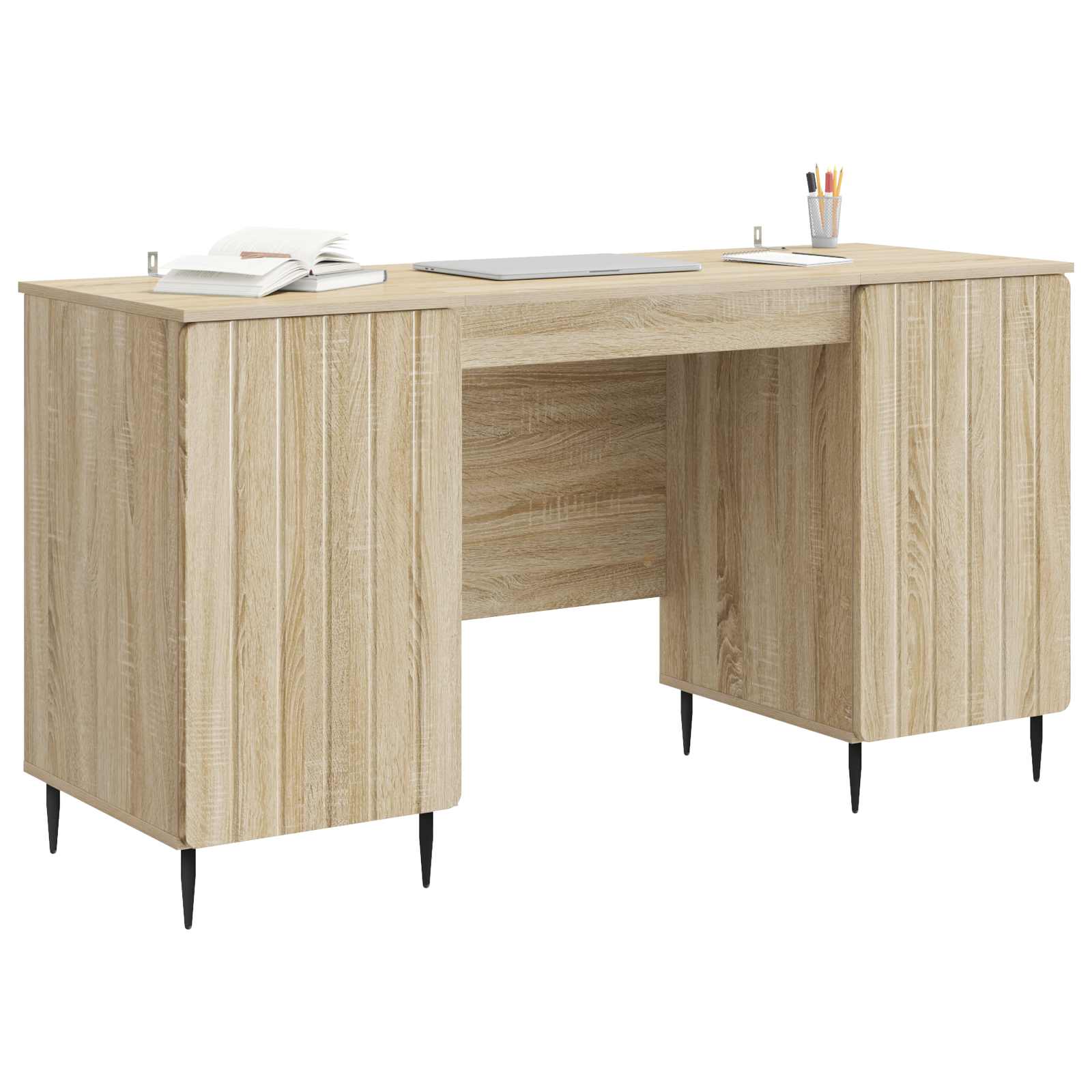 Schreibtisch mit Regal Schwarz 142,5 x 50 x 75 cm Holzwerkstoff
