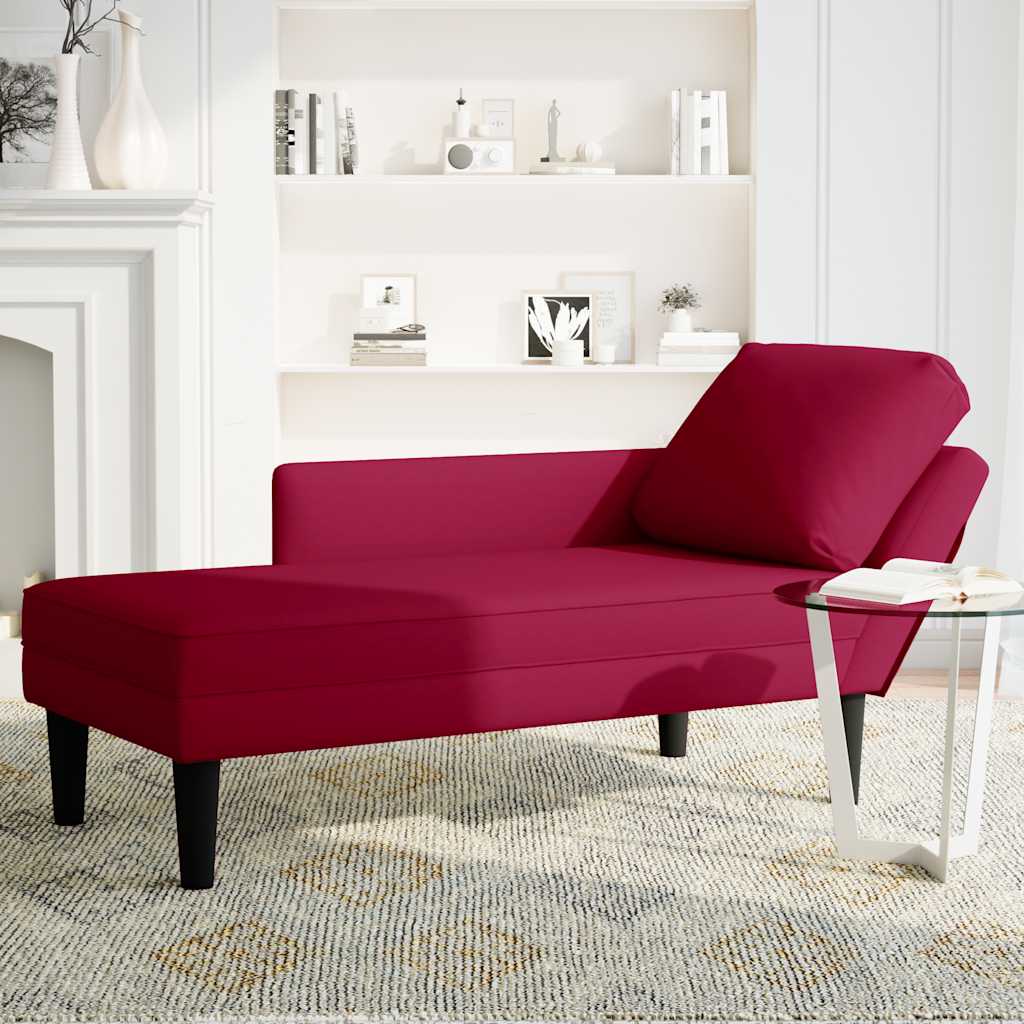 Chaiselongue mit Kissen und Rechter Armlehne Blau Samt