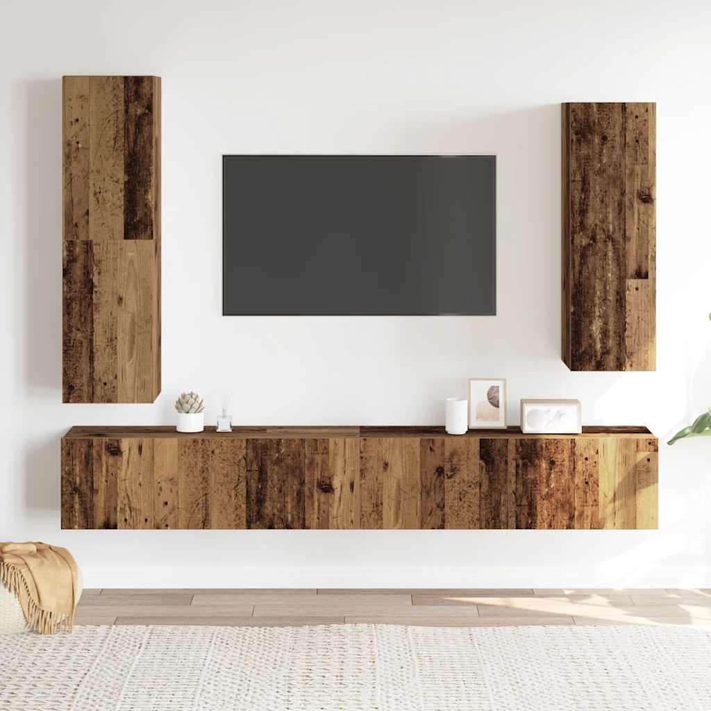 4-tlg. TV-Schrank-Set Weiß Holzwerkstoff