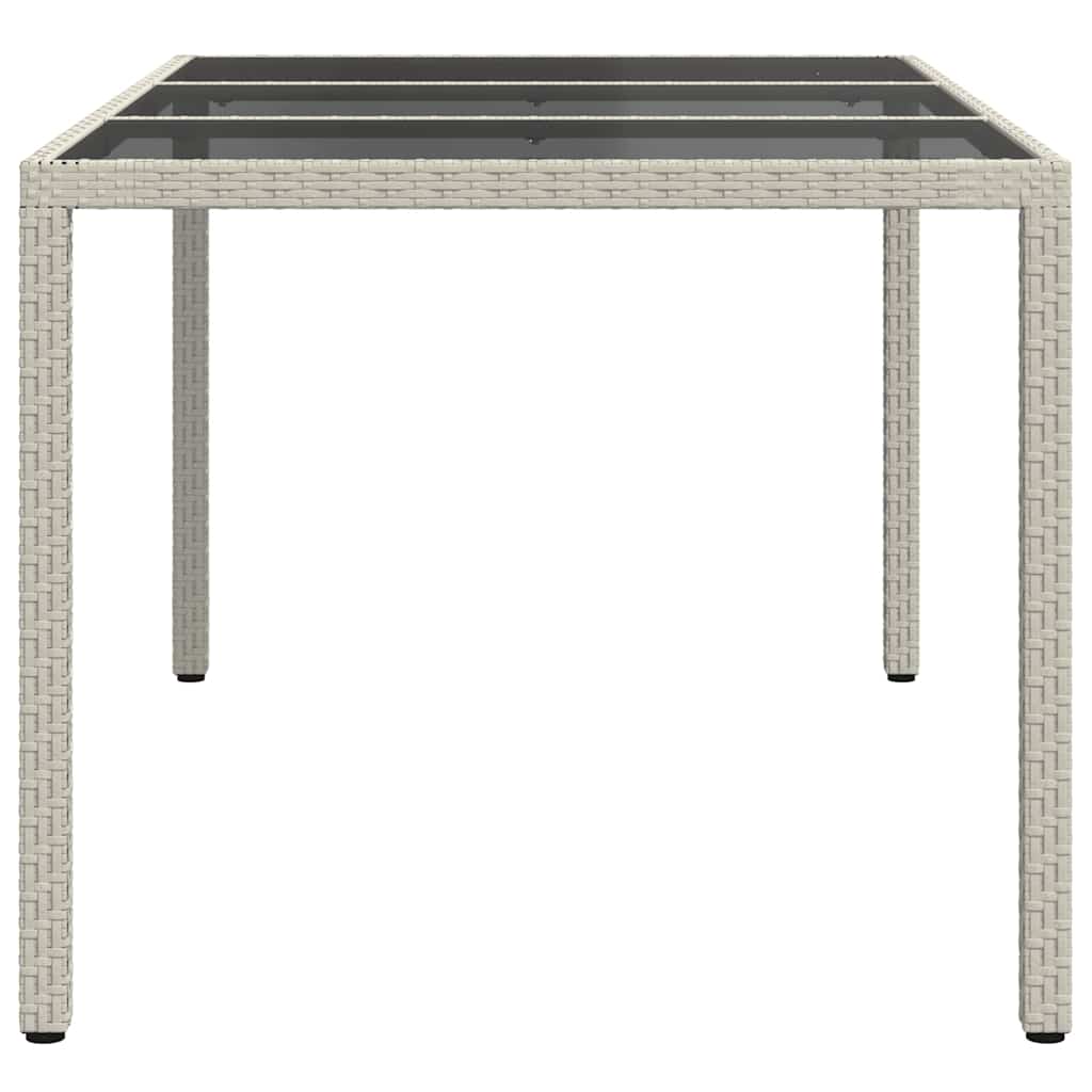 Gartentisch 150x90x75 cm Hartglas und Poly Rattan Grau