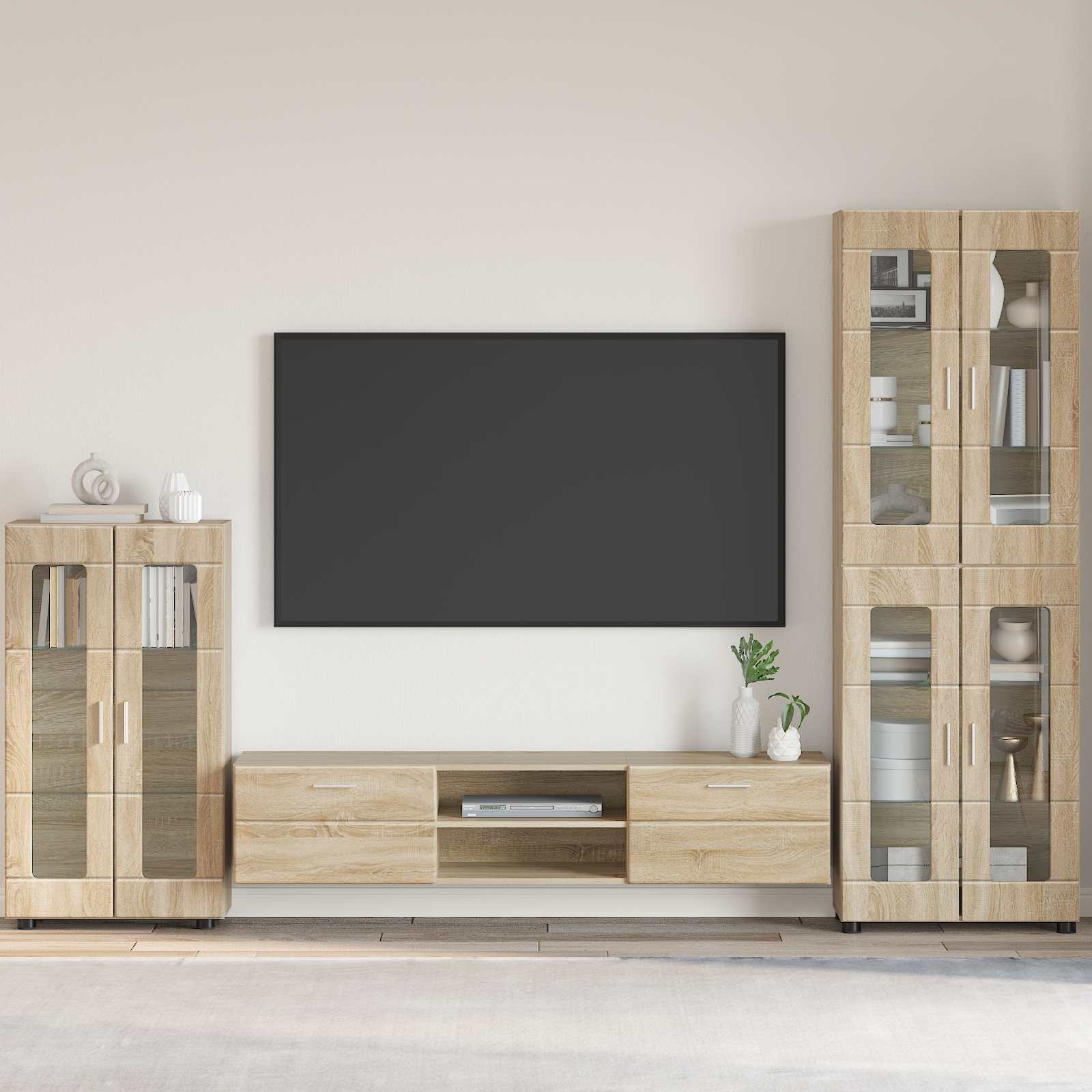 Highboard mit Regal FLORIN Weiß 60 x 35 x 182 cm Holzwerkstoff