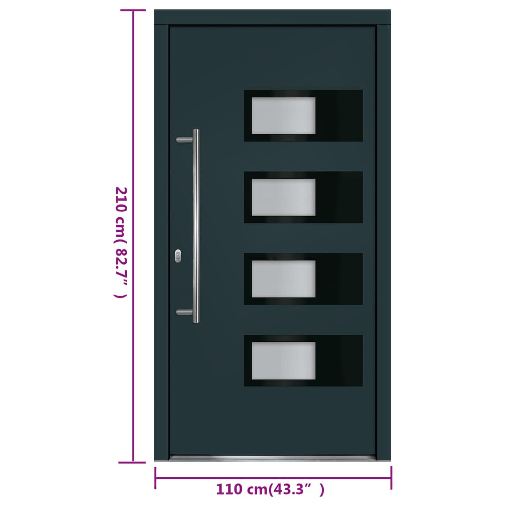 Haustür Anthrazit 100x210 cm Aluminium und PVC
