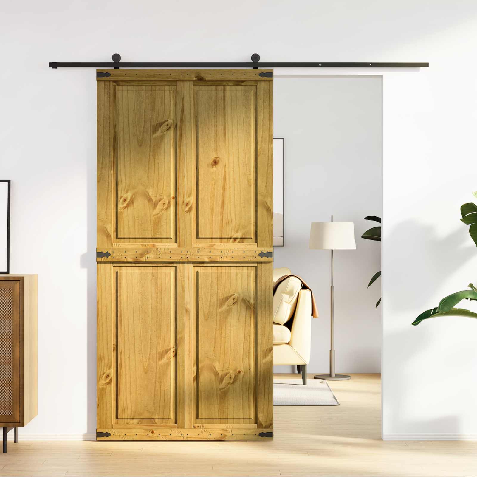 Scheunentür Corona Weiß 70 x 210 cm Massives Kiefernholz