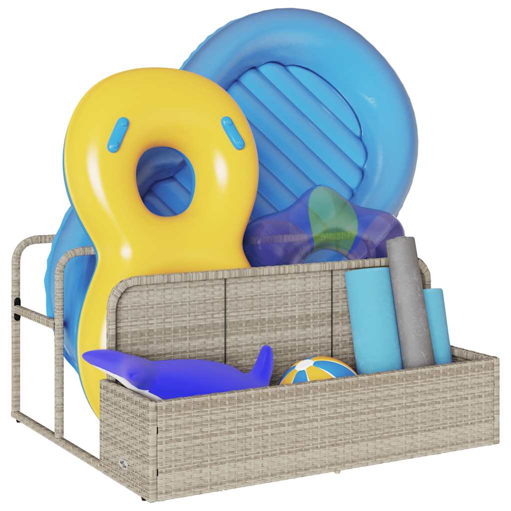 Pool Aufbewahrungsbehälter Schwarz 110x100x57 cm Poly Rattan