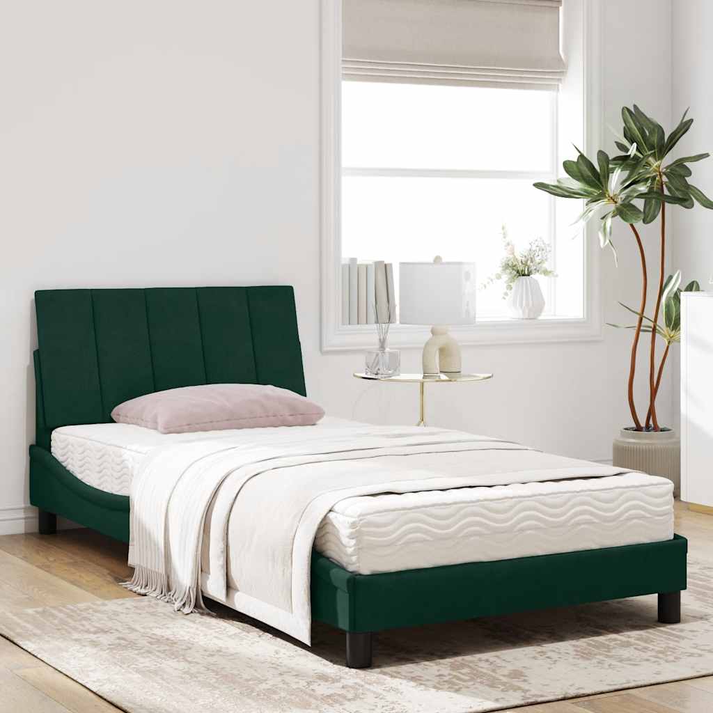 Bett mit Matratze "Hanko" Hellgrau 80x200 cm Samt