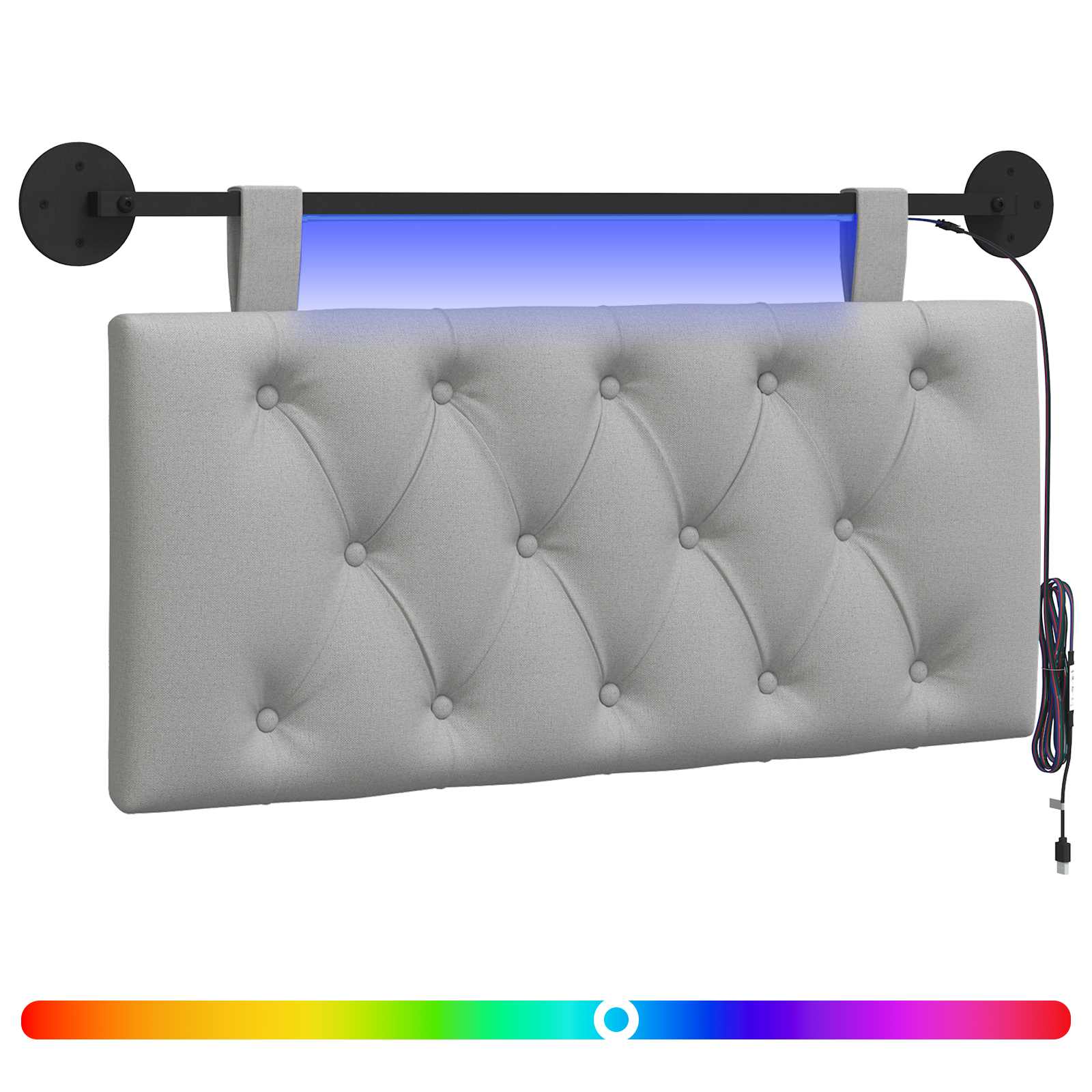 Hängendes Kopfteil Mit LED Licht Wolkengrau Stoff