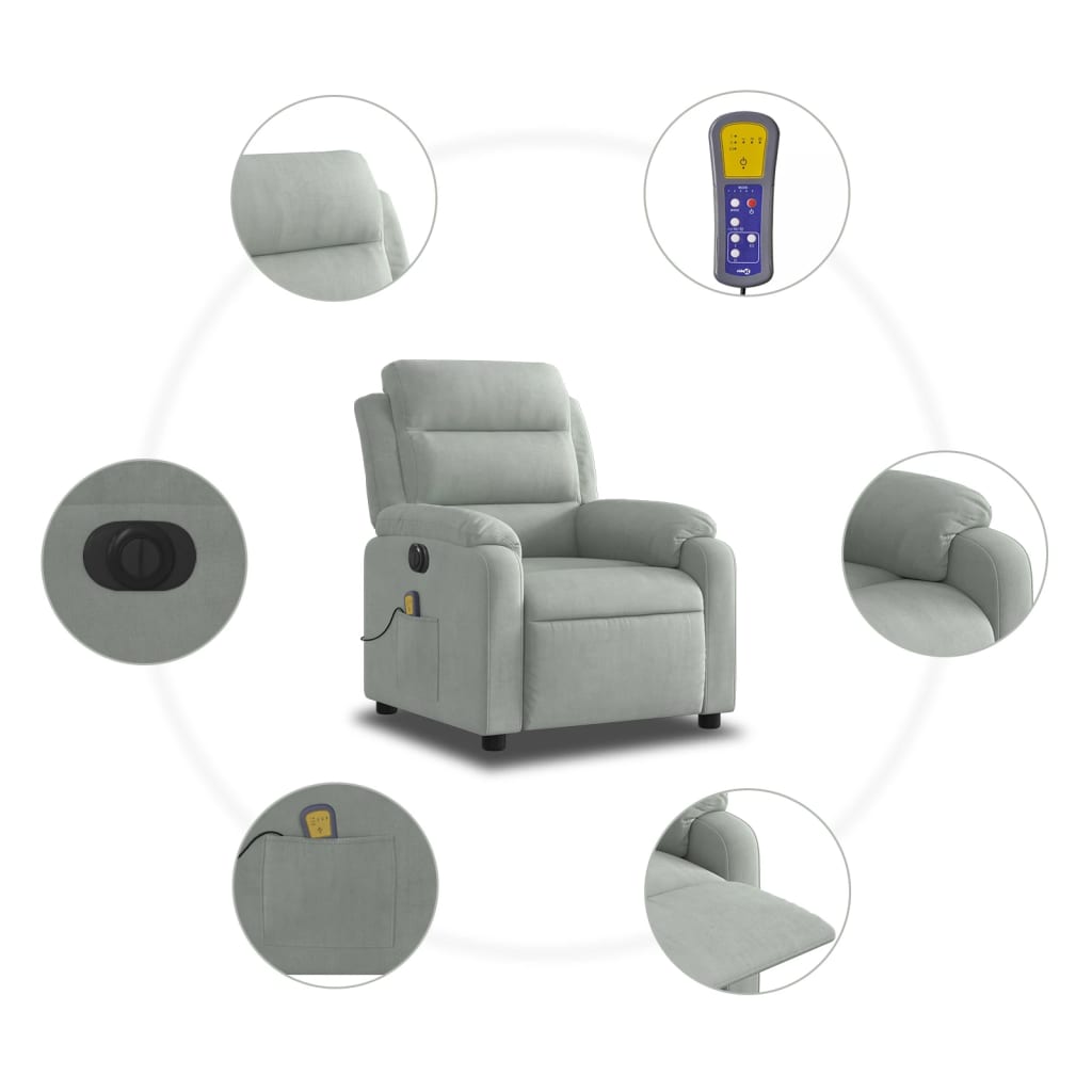 Relaxsessel Elektrisch Hellgrau Samt