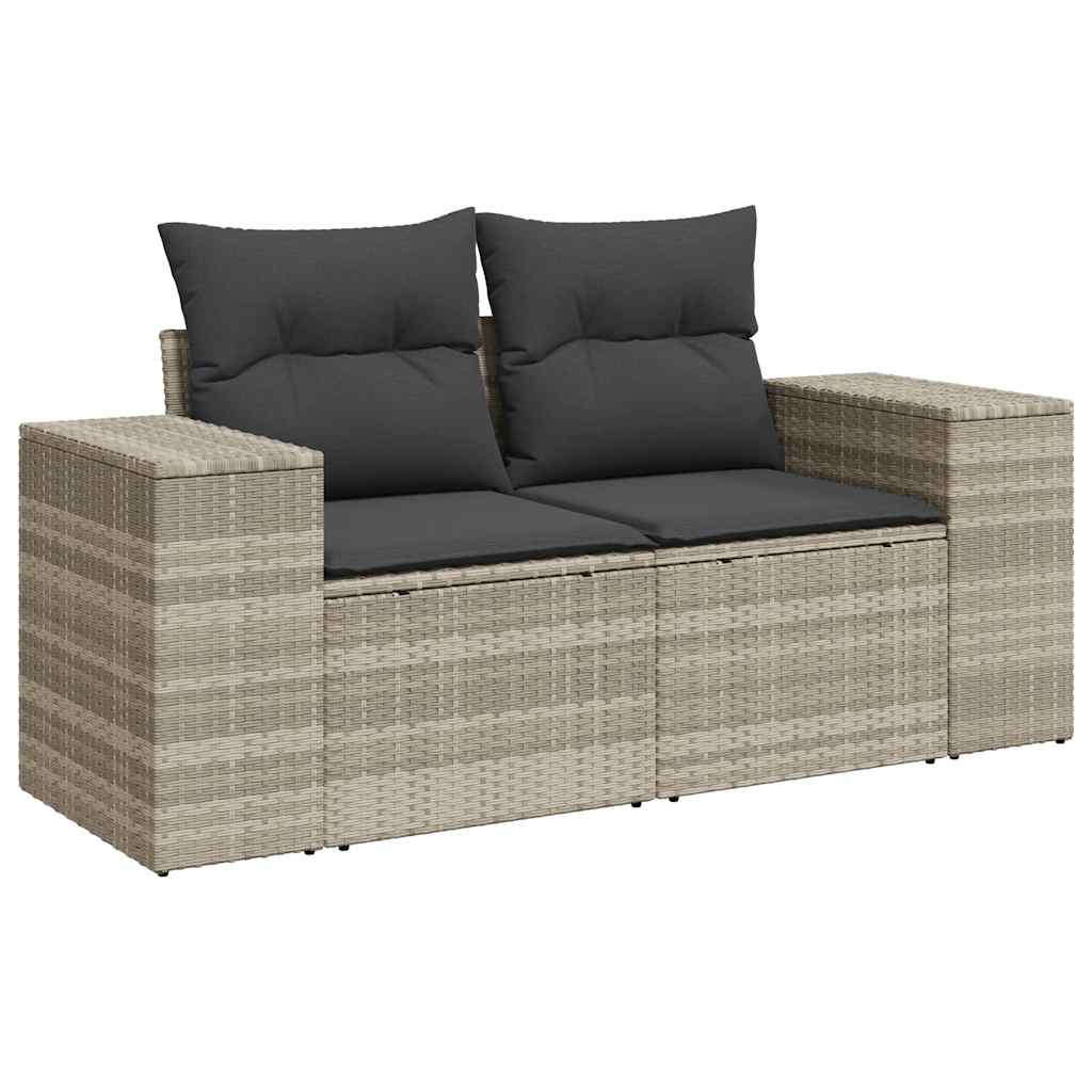 5-tlg. Garten-Sofagarnitur mit Kissen Schwarz Poly Rattan