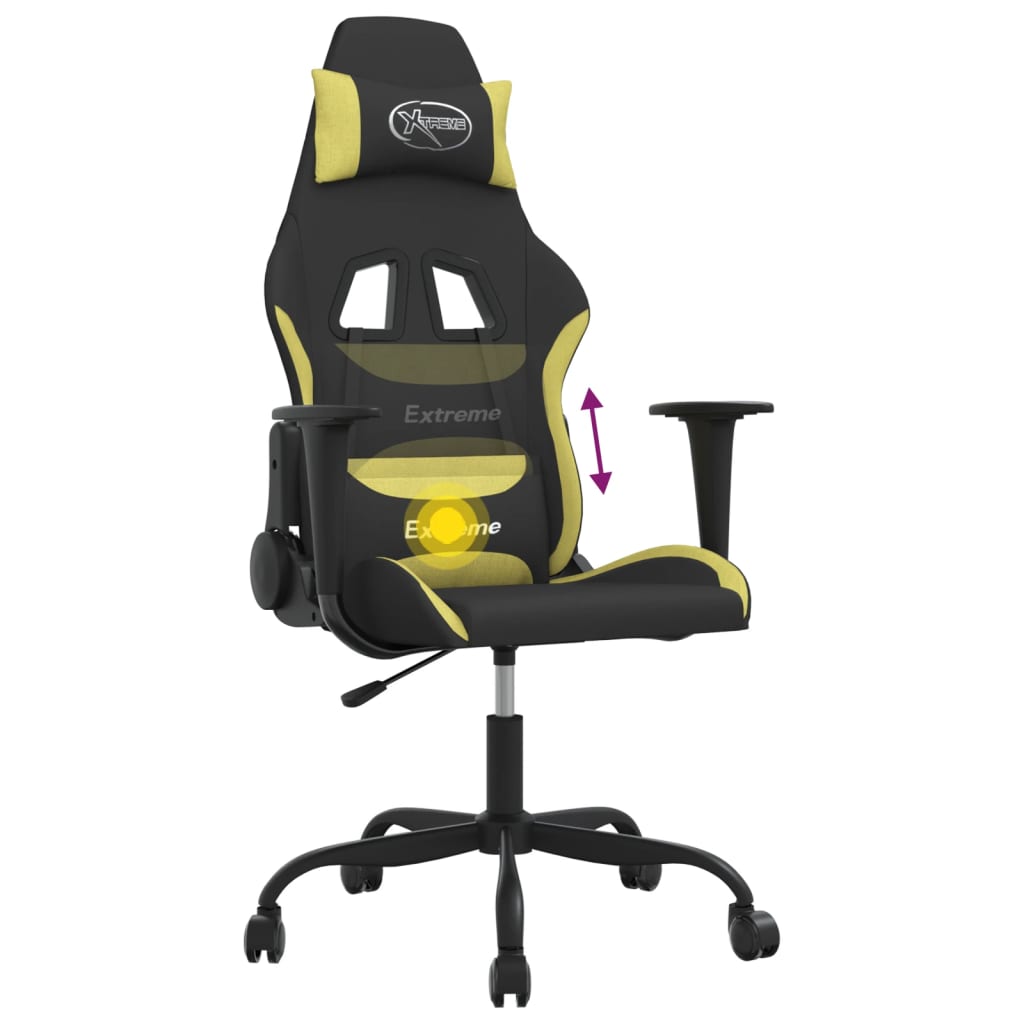 Gaming-Stuhl mit Massagefunktion Schwarz und Creme Stoff