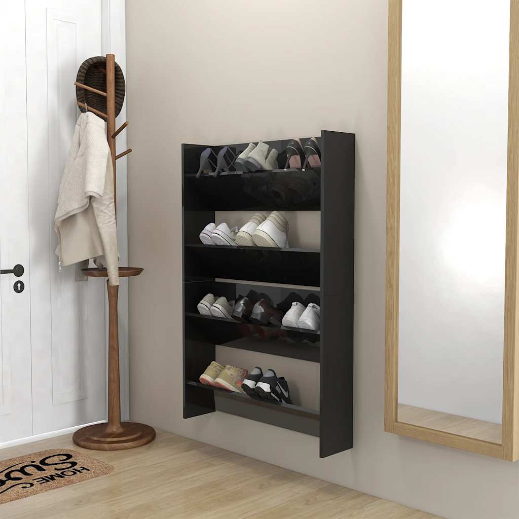Wand-Schuhschränke 4 Stk. Weiß 60x18x60 cm Holzwerkstoff