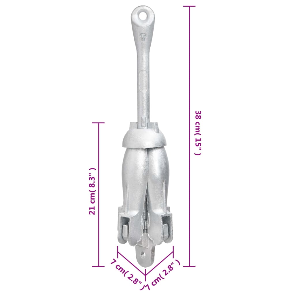 Klappanker Silber 0,7 kg Feuerverzinktes Gusseisen
